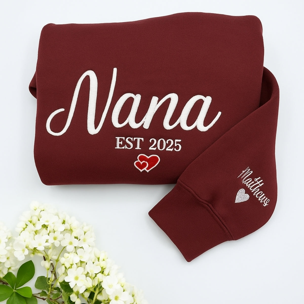 Nana Custom Embroidered Hoodie - Grandmother Sweatshirt with Grandkids Names - Personalized Gift