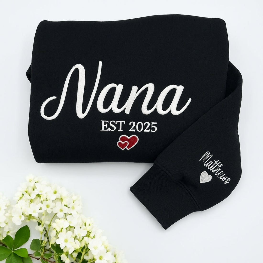 Nana Custom Embroidered Hoodie - Grandmother Sweatshirt with Grandkids Names - Personalized Gift