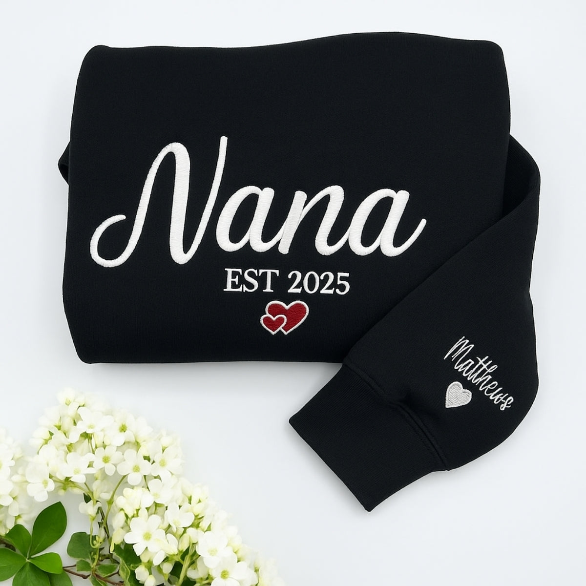 Nana Custom Embroidered Hoodie - Grandmother Sweatshirt with Grandkids Names - Personalized Gift