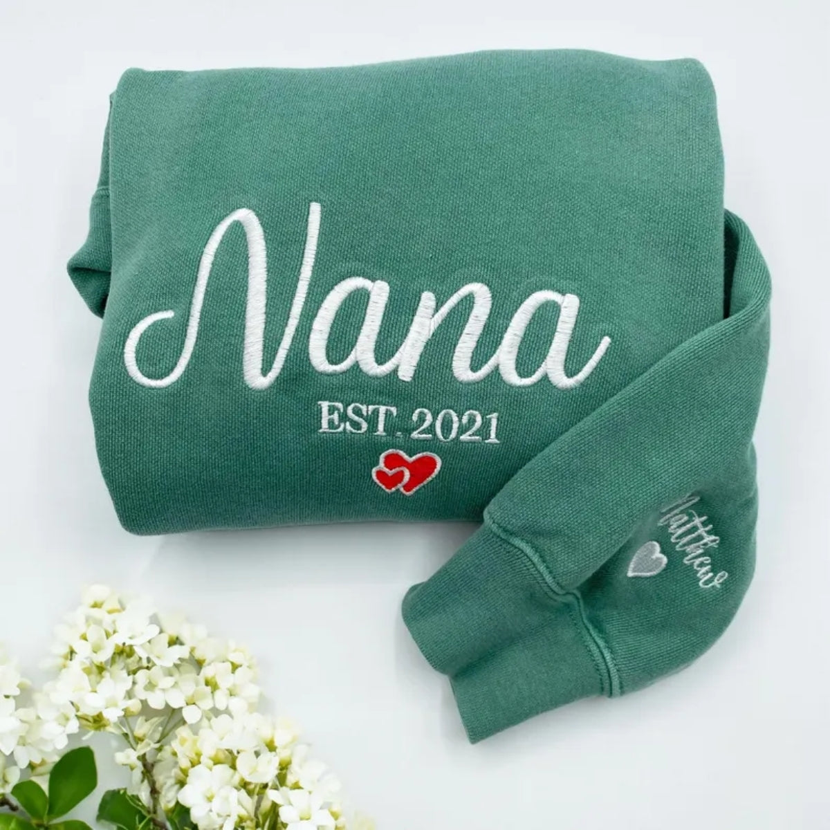 Nana Custom Embroidered Hoodie - Grandmother Sweatshirt with Grandkids Names - Personalized Gift