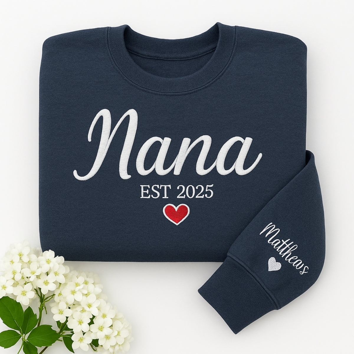 Nana Custom Embroidered Hoodie - Grandmother Sweatshirt with Grandkids Names - Personalized Gift