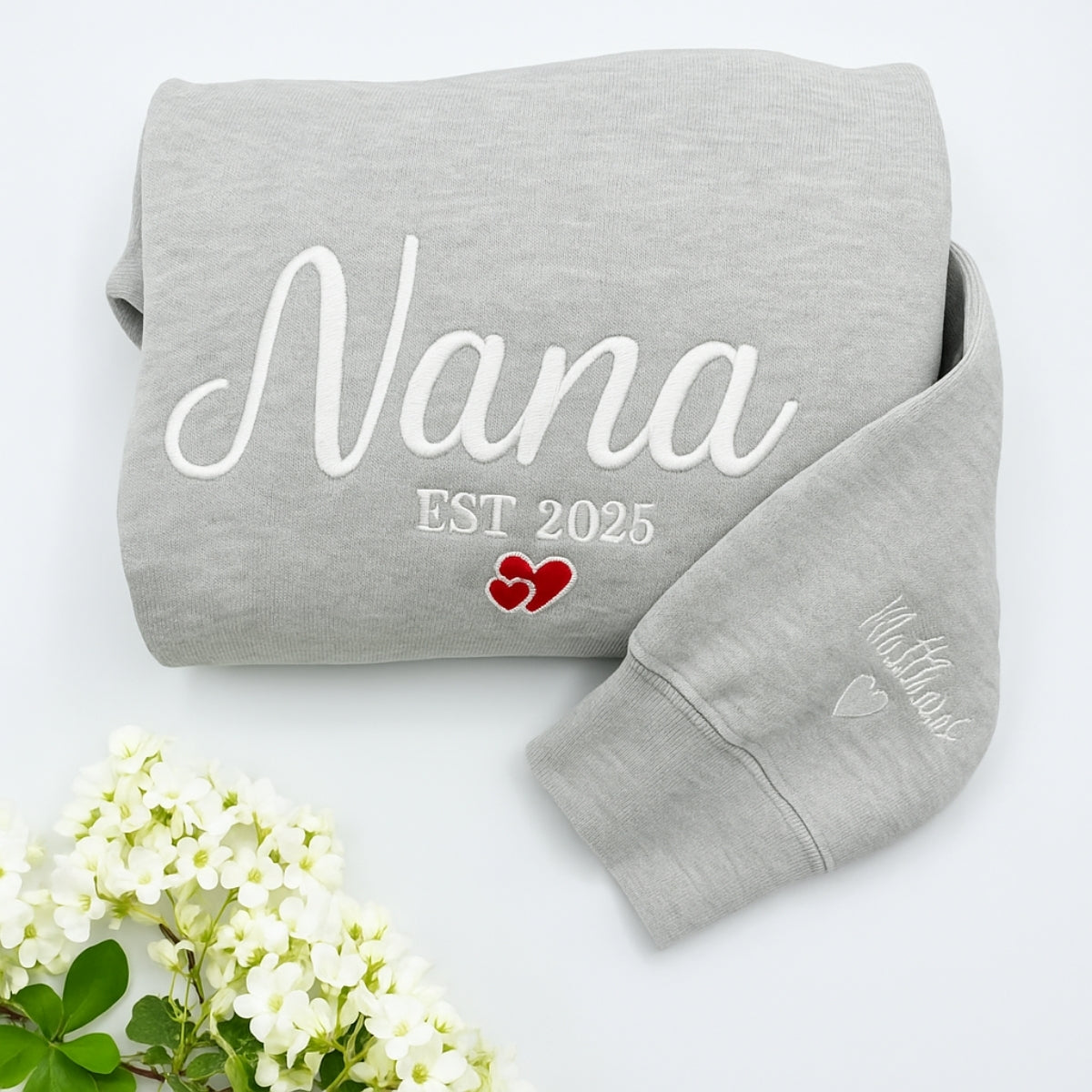 Nana Custom Embroidered Hoodie - Grandmother Sweatshirt with Grandkids Names - Personalized Gift