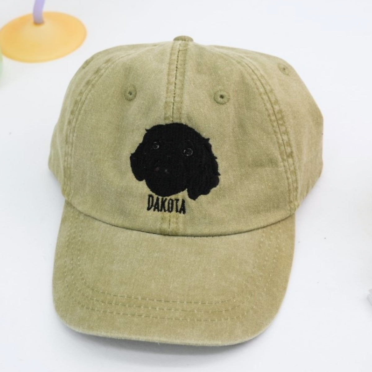 Personalized Dog Portrait Embroidered Cap - Custom Pet Portrait Name Accessory - Dog Parent Lover Gift