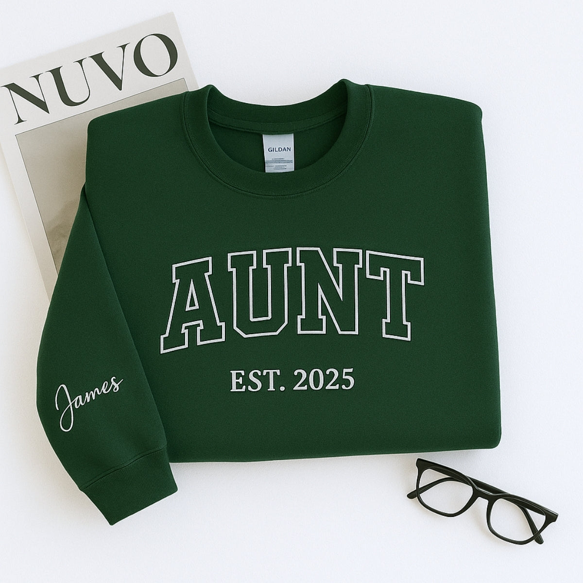 Aunt Custom Embroidered Hoodie - Personalized EST Year & Name - Auntie Gift