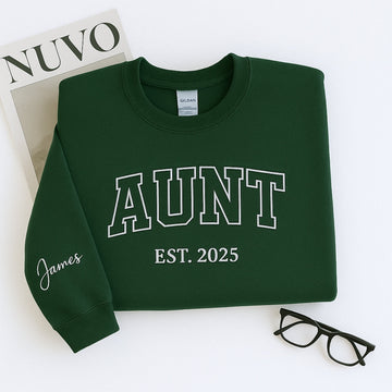 Aunt Custom Embroidered Hoodie - Personalized EST Year & Name - Auntie Gift