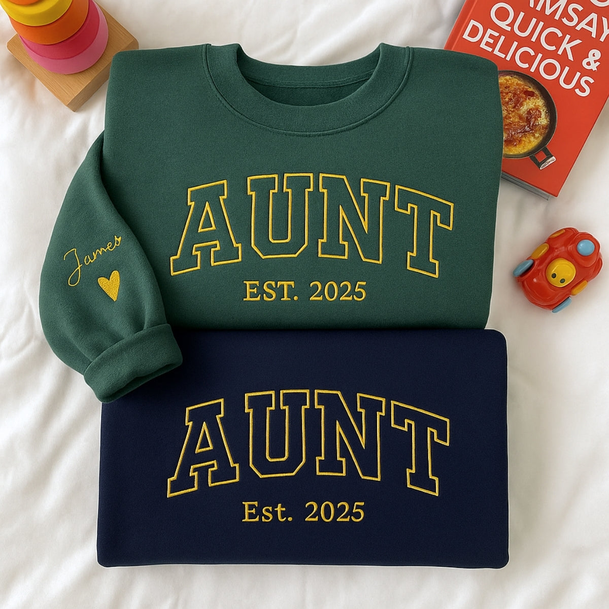 Aunt Custom Embroidered Hoodie - Personalized EST Year & Name - Auntie Gift
