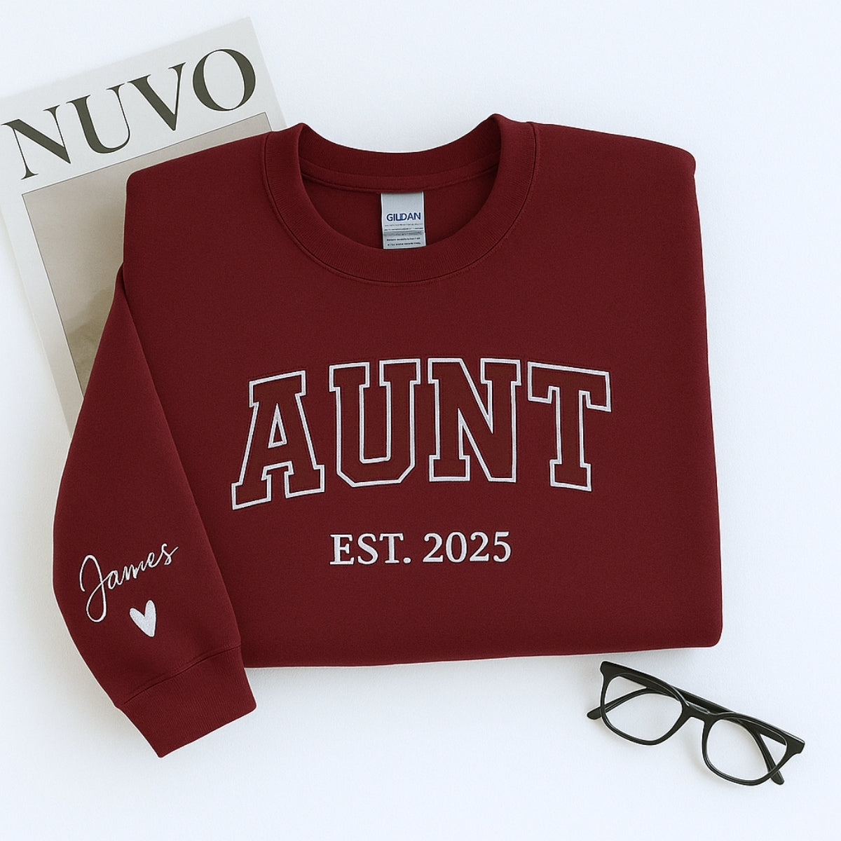 Aunt Custom Embroidered Hoodie - Personalized EST Year & Name - Auntie Gift