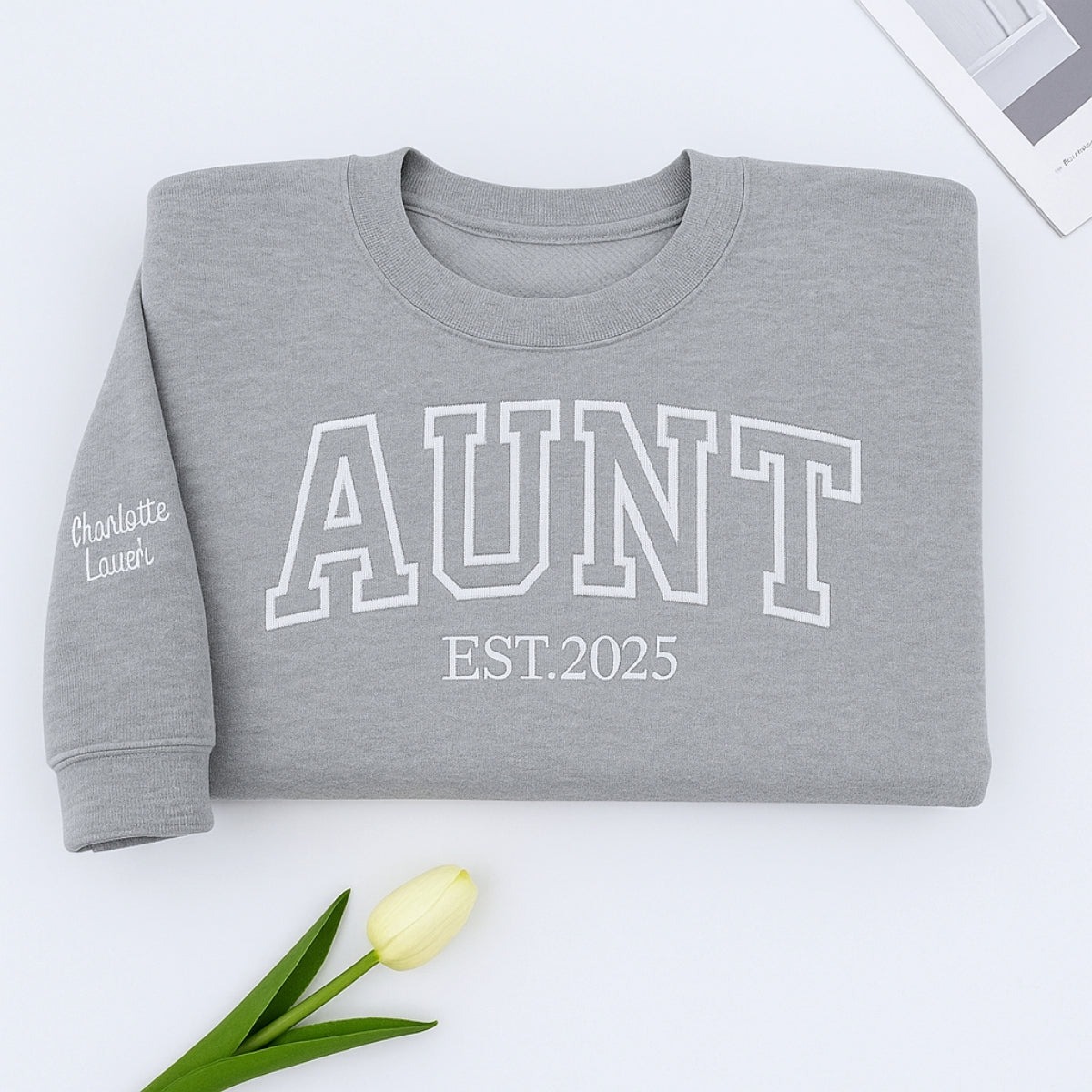 Aunt Custom Embroidered Hoodie - Personalized EST Year & Name - Auntie Gift