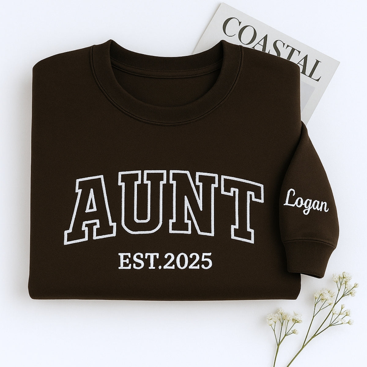 Aunt Custom Embroidered Hoodie - Personalized EST Year & Name - Auntie Gift
