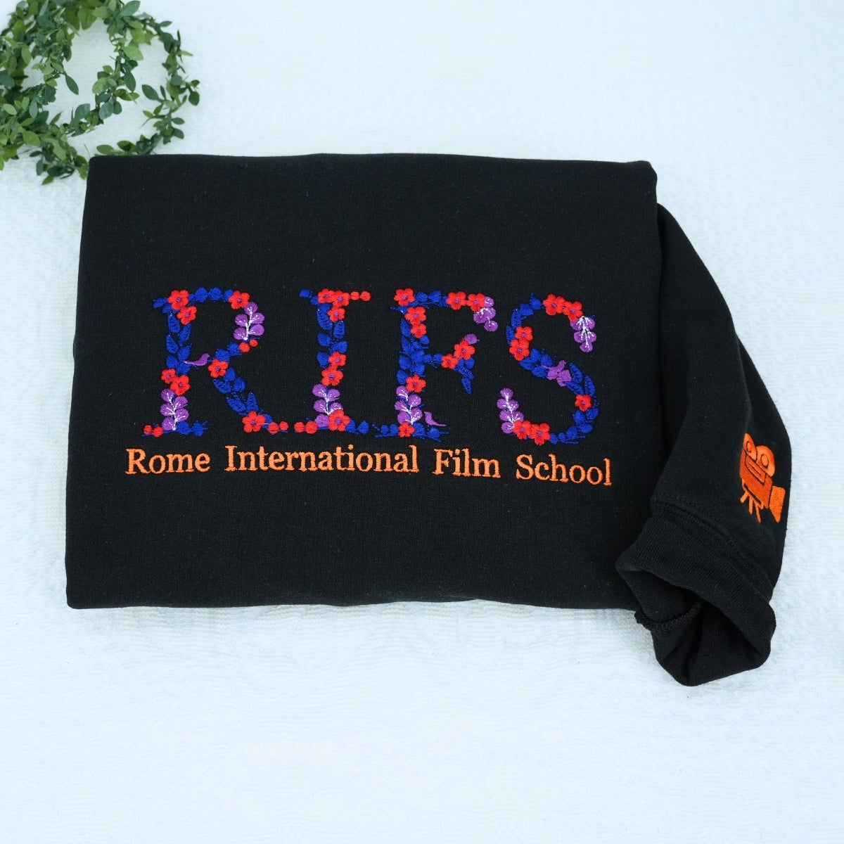 Botanical University Custom Embroidered Hoodie - Personalized Floral Name College Sweatshirt