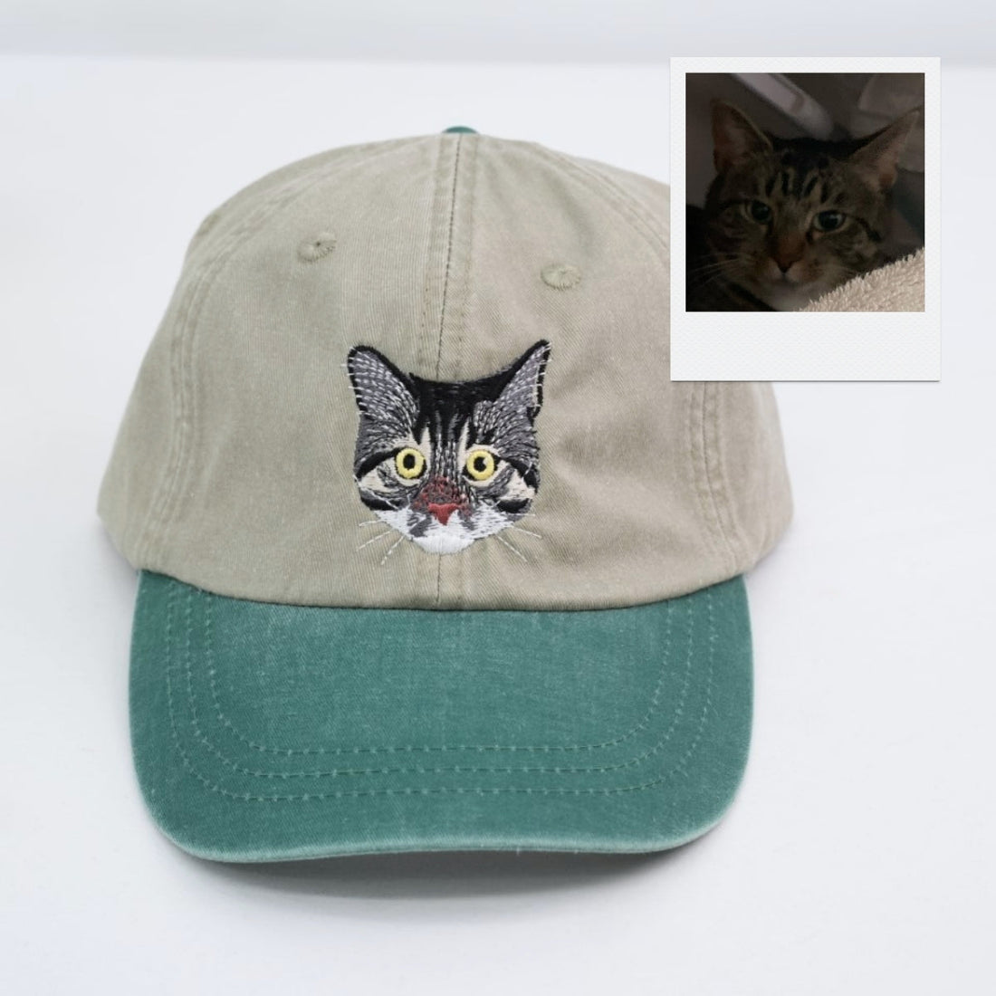 Cat Face Embroidered Cap - Personalized Pet Portrait - Cat Lover Gift