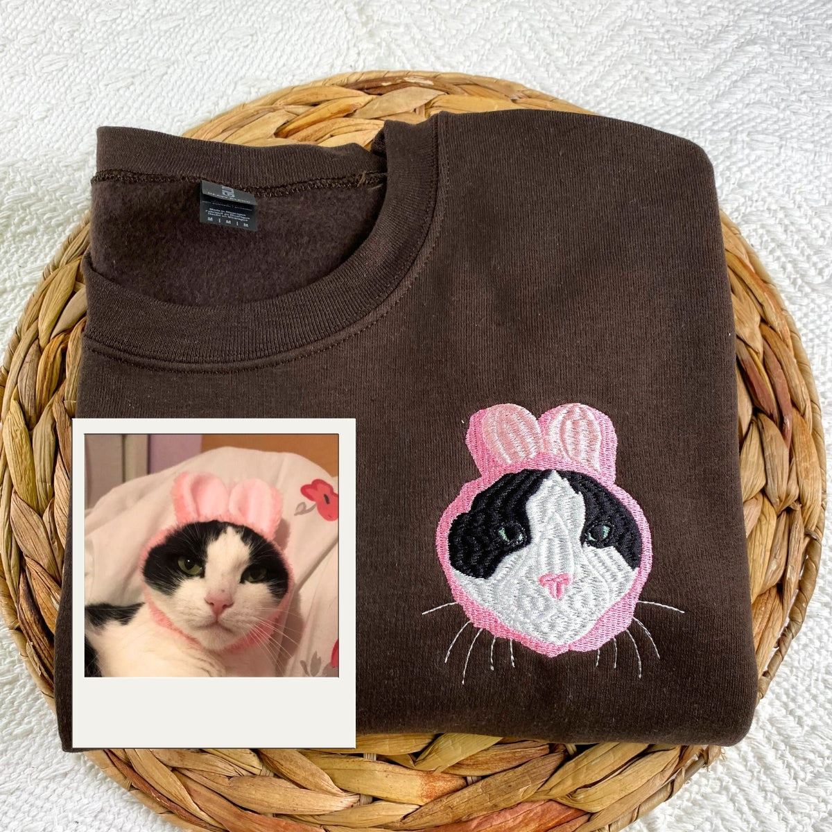 Cat Custom Embroidered Hoodie - Personalized Pet Photo Sweatshirt - Cat Owner Gift