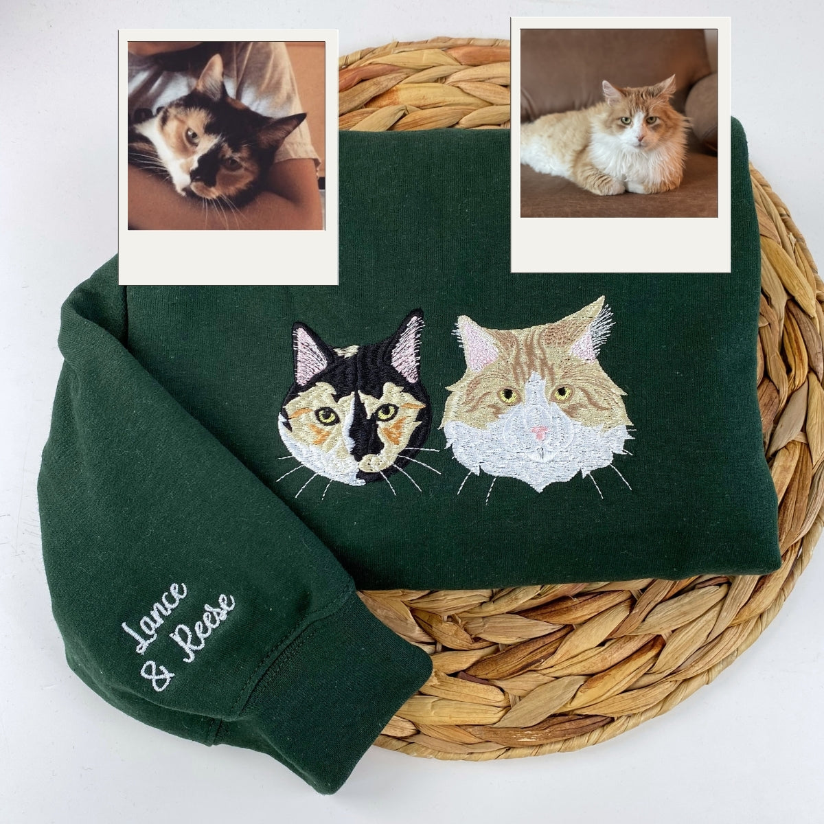 Cat Custom Embroidered Hoodie - Personalized Pet Photo Sweatshirt - Cat Owner Gift