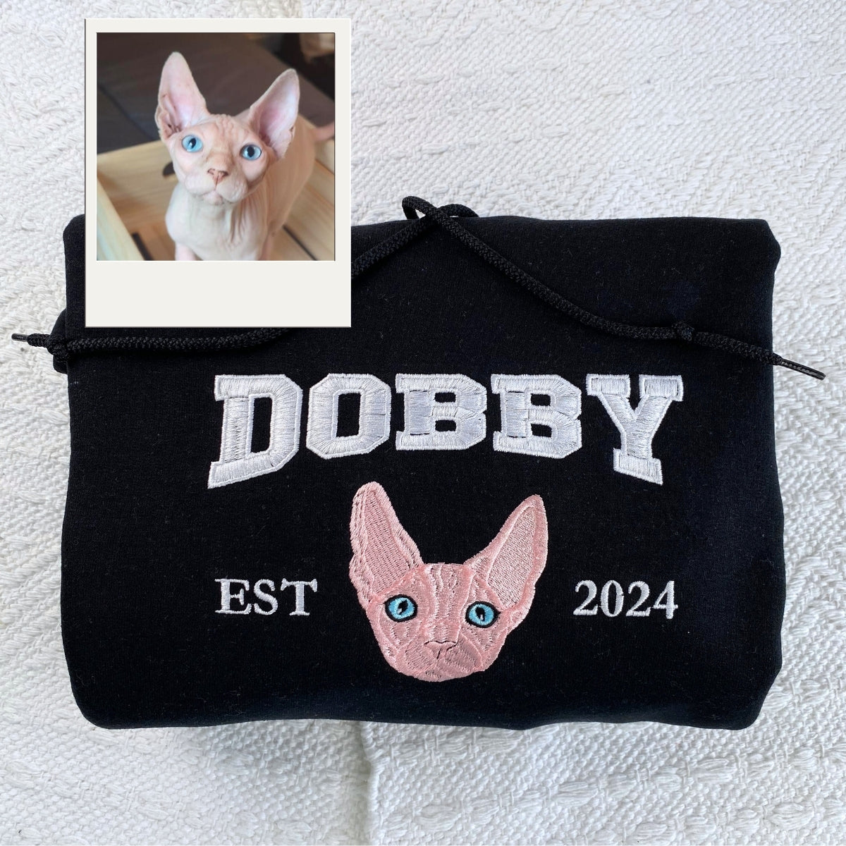 Cat Name Custom Embroidered Hoodie - Pet Varsity Sweatshirt - Cat Parent Apparel