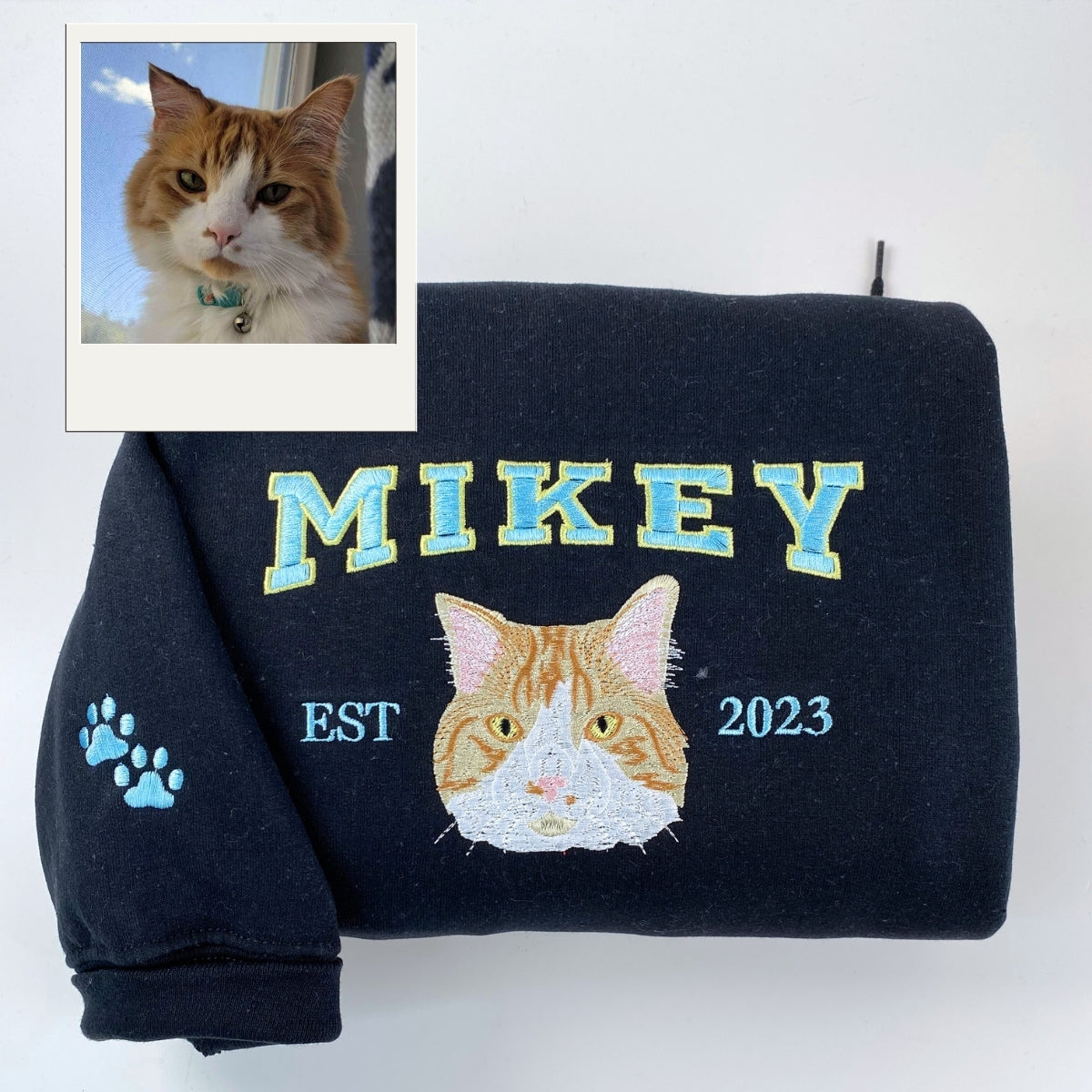 Cat Name Custom Embroidered Hoodie - Pet Varsity Sweatshirt - Cat Parent Apparel