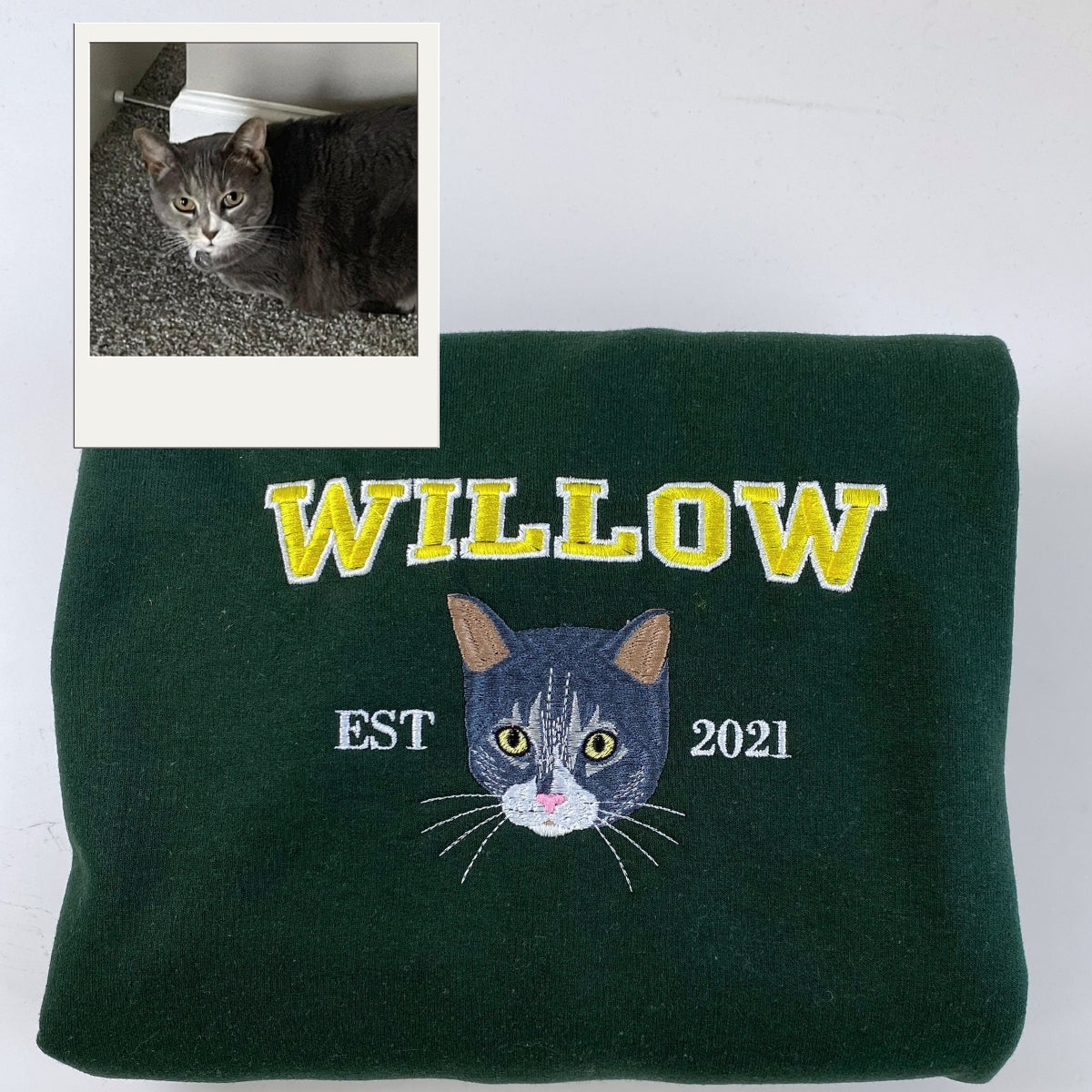 Cat Name Custom Embroidered Hoodie - Pet Varsity Sweatshirt - Cat Parent Apparel