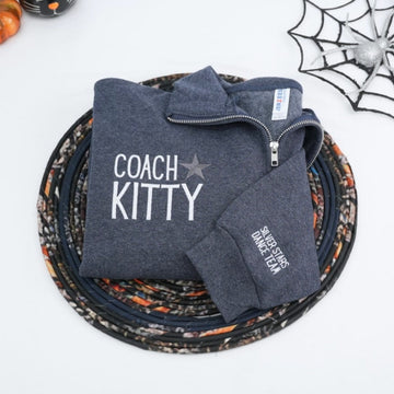 Coach Custom Embroidered Quarter Zip Hoodie - Coaching Apparel - Coach Gift