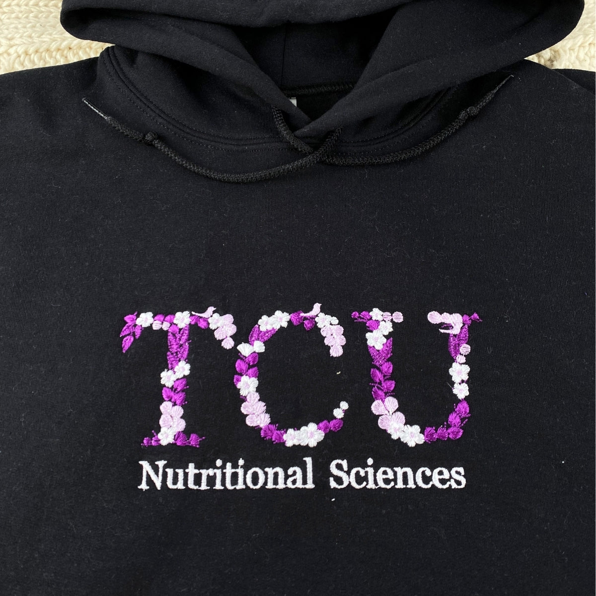 College Custom Embroidered Hoodie - Floral University Sweatshirt - Student Botanical Gift