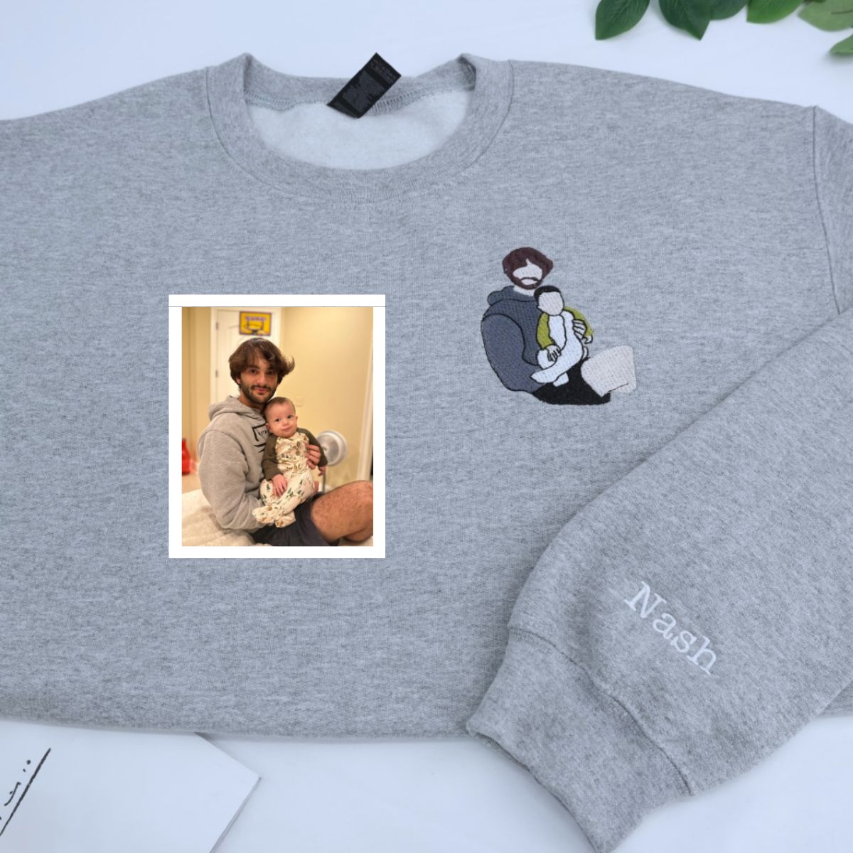 Dad Baby Custom Embroidered Hoodie - Father Sweatshirt with Baby Name - Father's Day Gift