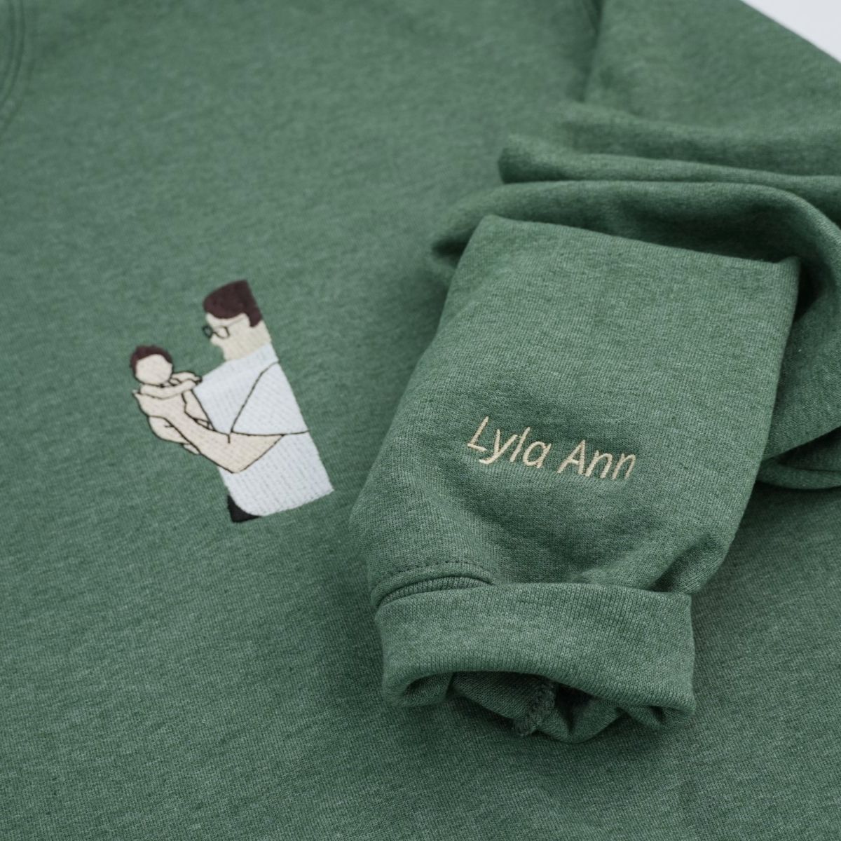 Dad Baby Custom Embroidered Hoodie - Father Sweatshirt with Baby Name - Father's Day Gift