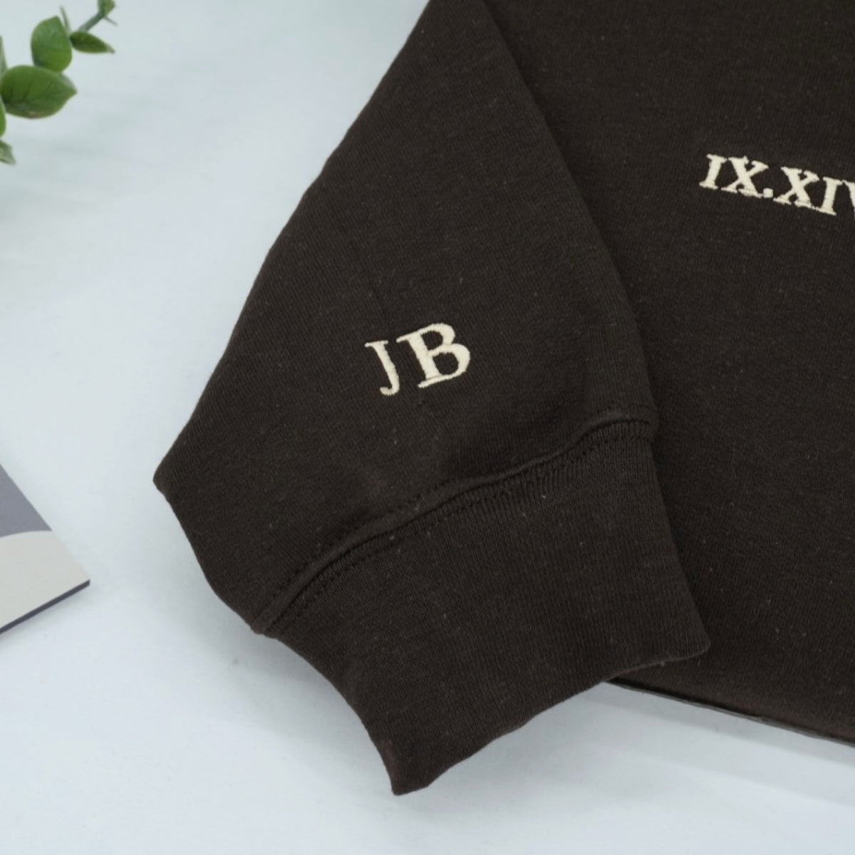 Custom Roman Numeral Embroidered Sweatshirt - Personalized Date Initial Couple Hoodie - Anniversary
