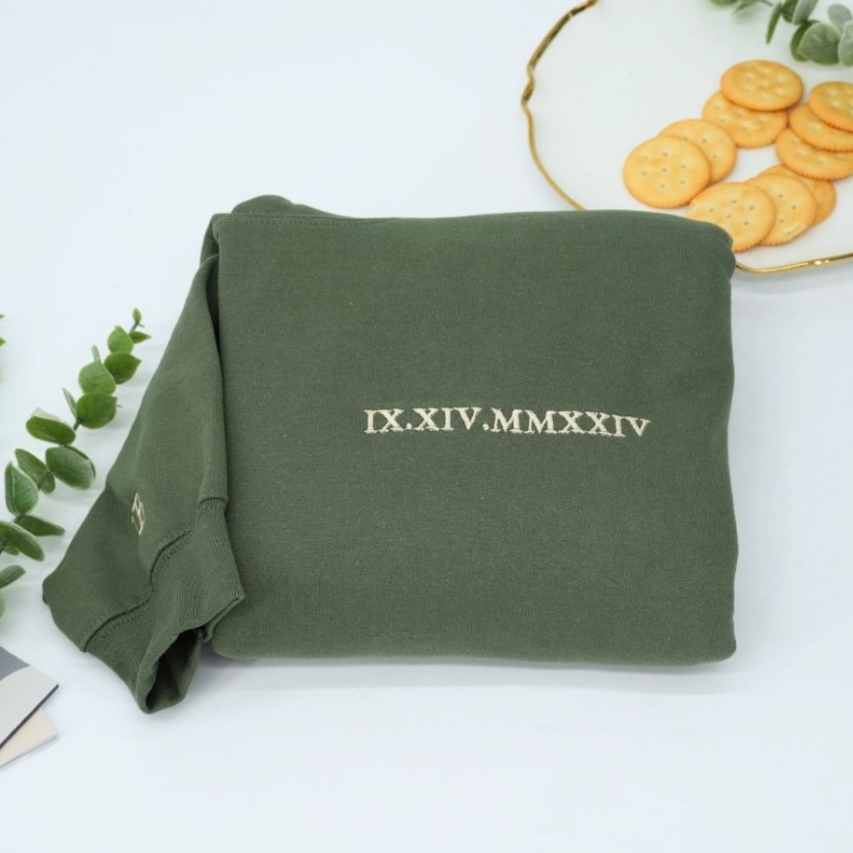 Custom Roman Numeral Embroidered Sweatshirt - Personalized Date Initial Couple Hoodie - Anniversary