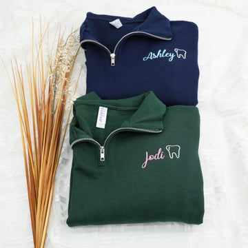 Custom Dentist Name Embroidered Quarter-Zip - Personalized Dental Apparel - Professional Gift