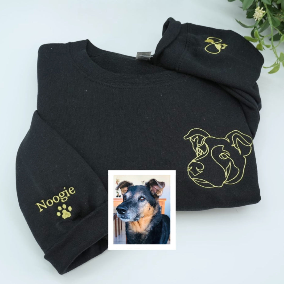 Custom Dog Line Art Embroidered Hoodie - Personalized Pet Name Sweatshirt - Dog Parent Gift