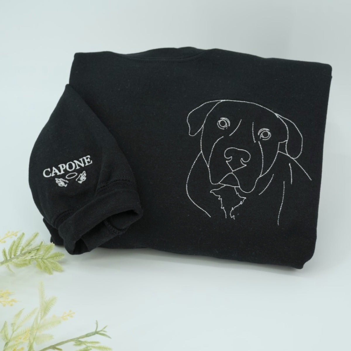 Custom Dog Line Art Embroidered Hoodie - Personalized Pet Name Sweatshirt - Dog Parent Gift