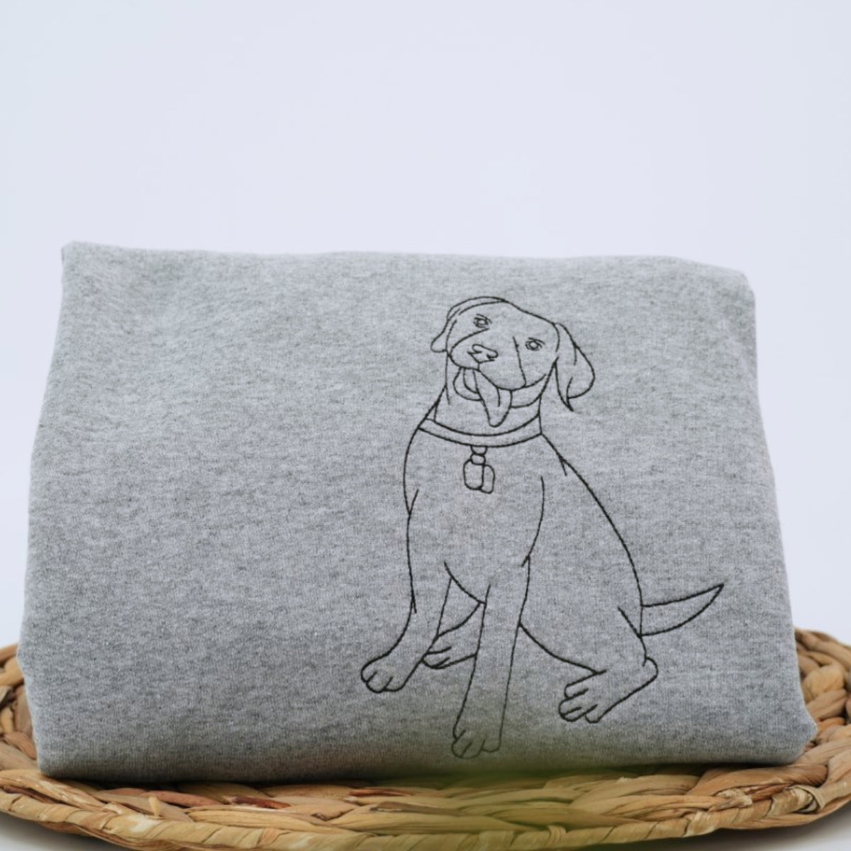 Custom Dog Line Art Embroidered Hoodie - Personalized Pet Name Sweatshirt - Dog Parent Gift