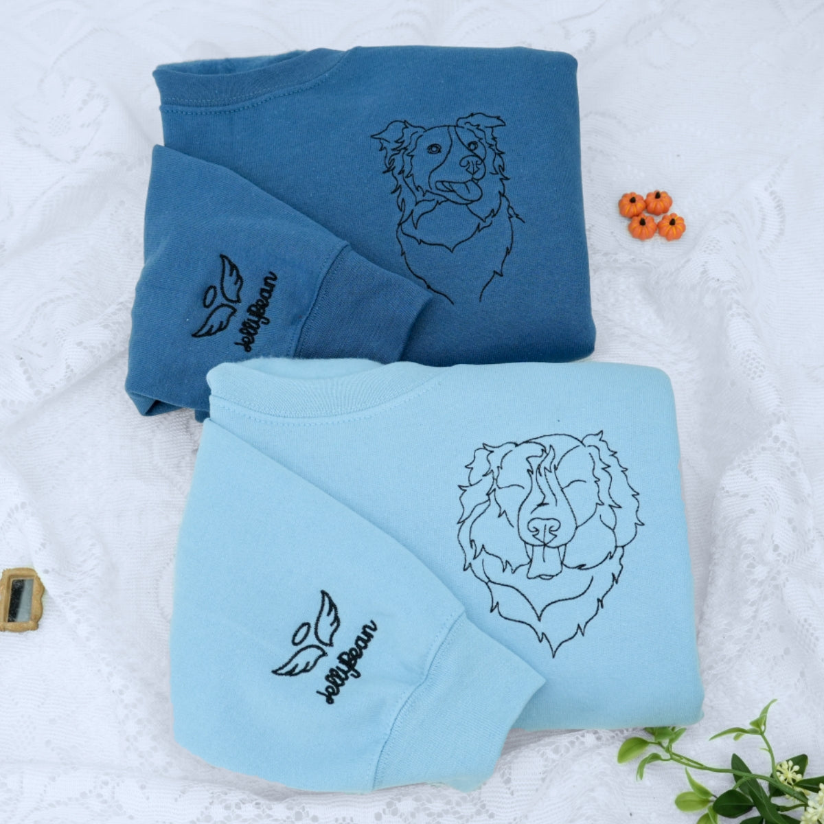 Custom Dog Line Art Embroidered Hoodie - Personalized Pet Name Sweatshirt - Dog Parent Gift