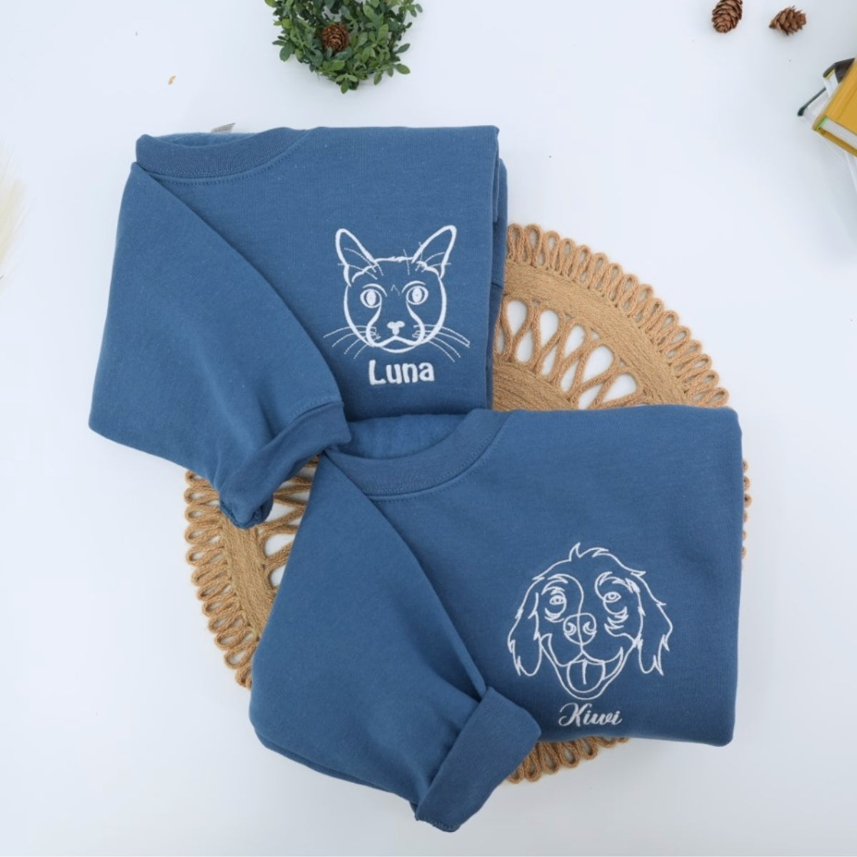 Custom Dog Line Art Embroidered Hoodie - Personalized Pet Name Sweatshirt - Dog Parent Gift