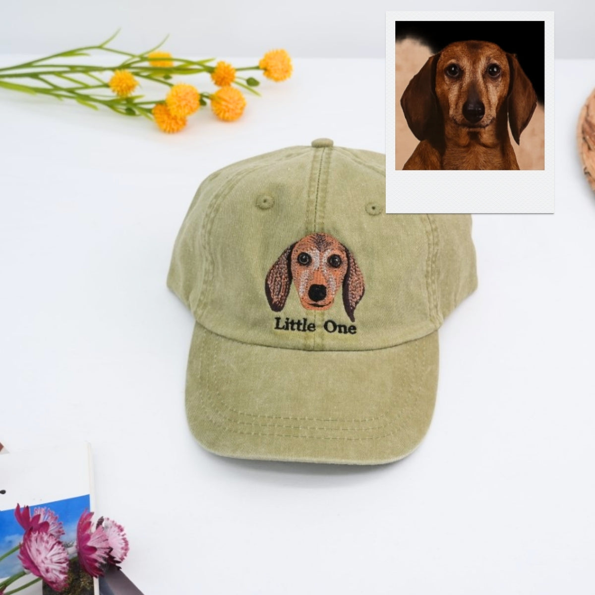 Custom Dog Photo Embroidered Cap - Personalized Pet Portrait Hat - Dog Parent Gift