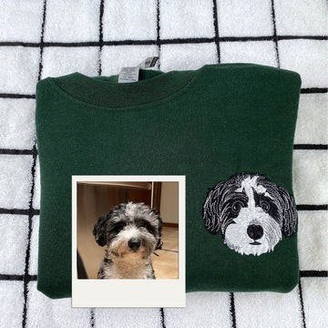 Custom Dog Photo Embroidered Hoodie - Personalized Pet Name Sweatshirt - Dog Owner Gift