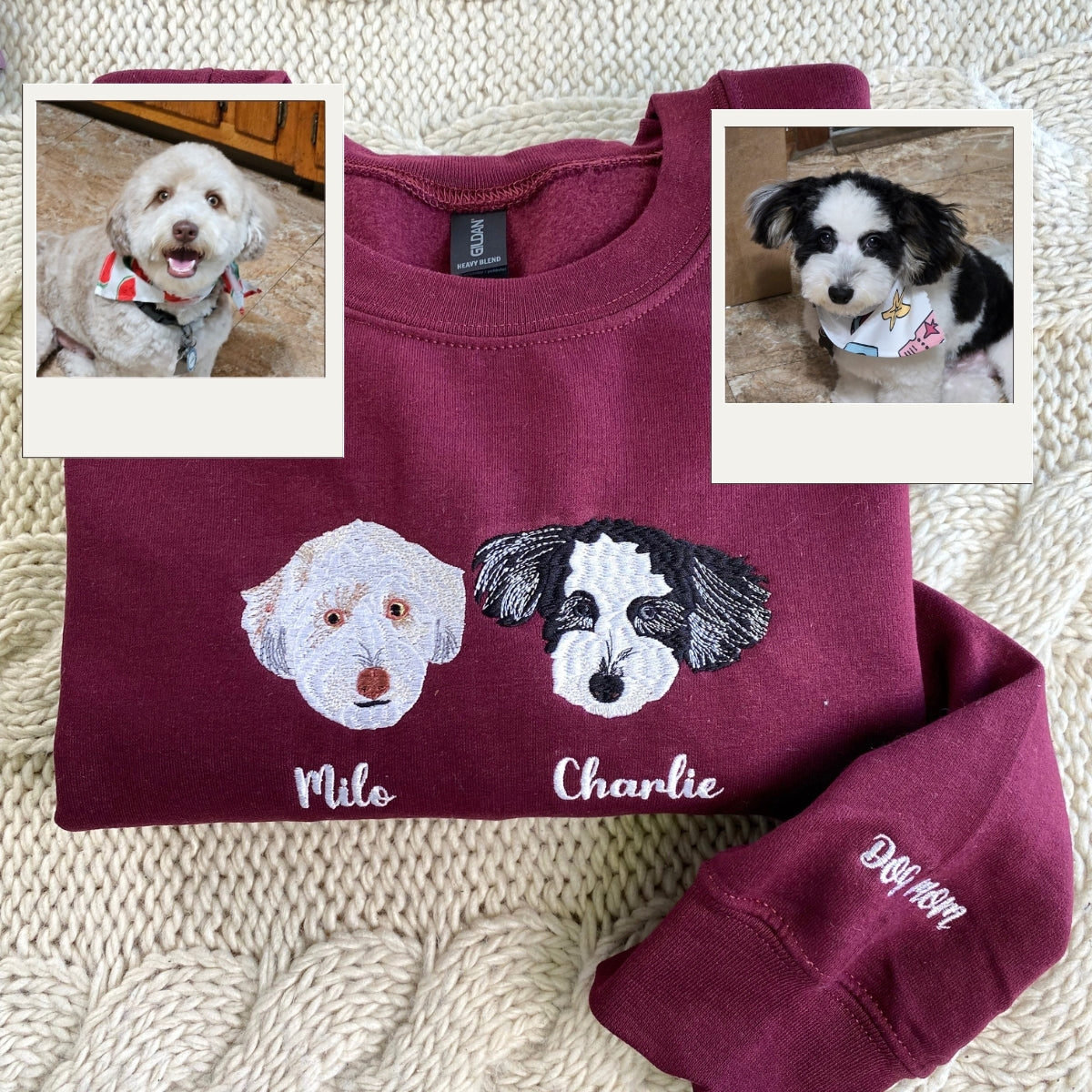 Custom Dog Photo Embroidered Hoodie - Personalized Pet Name Sweatshirt - Dog Owner Gift