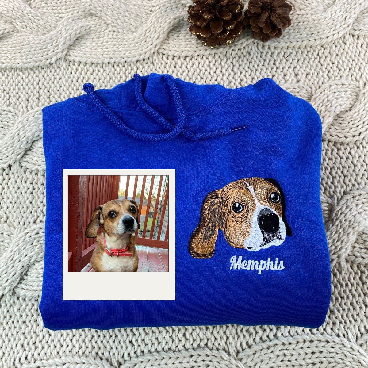Custom Dog Photo Embroidered Hoodie - Personalized Pet Name Sweatshirt - Dog Owner Gift