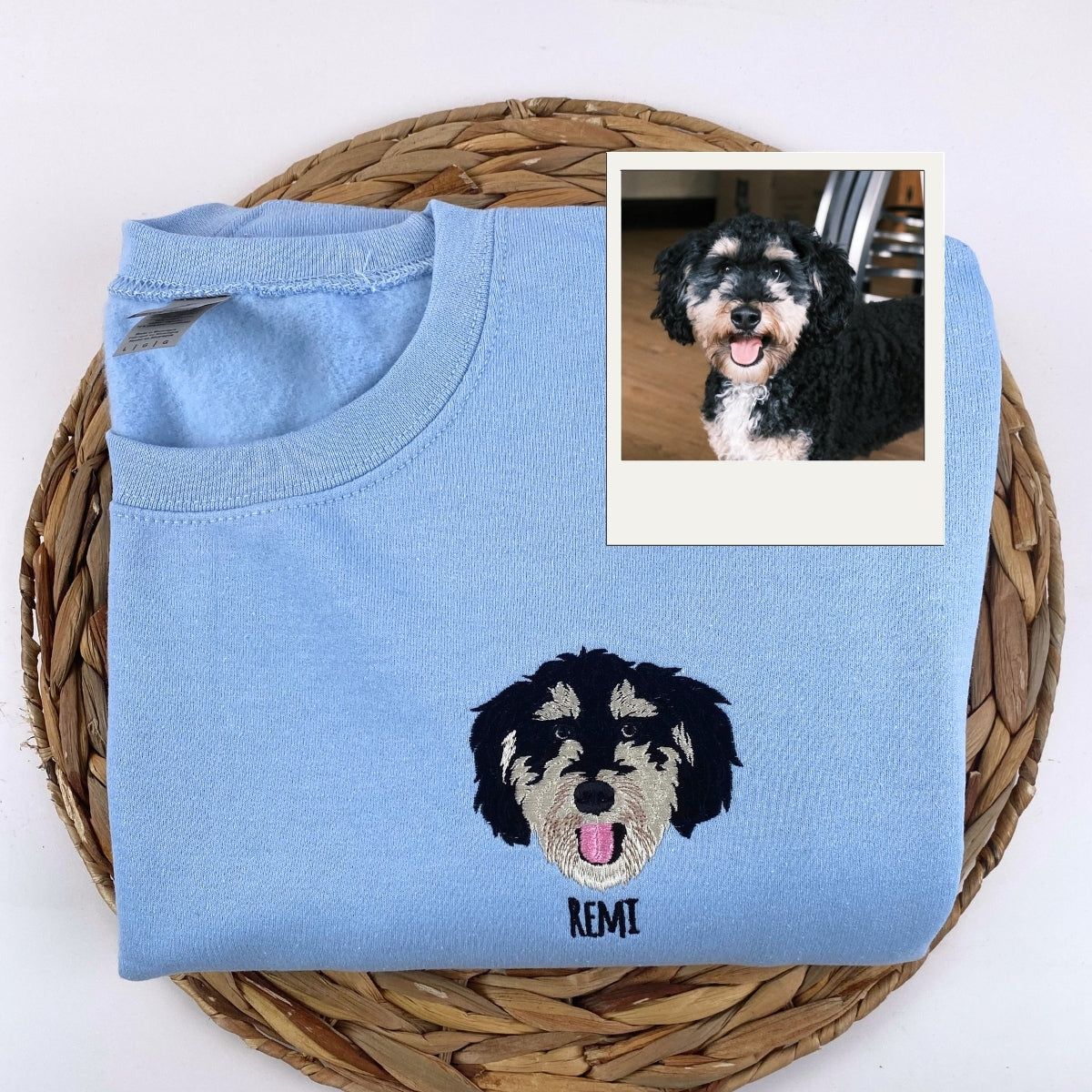 Custom Dog Photo Embroidered Hoodie - Personalized Pet Name Sweatshirt - Dog Owner Gift