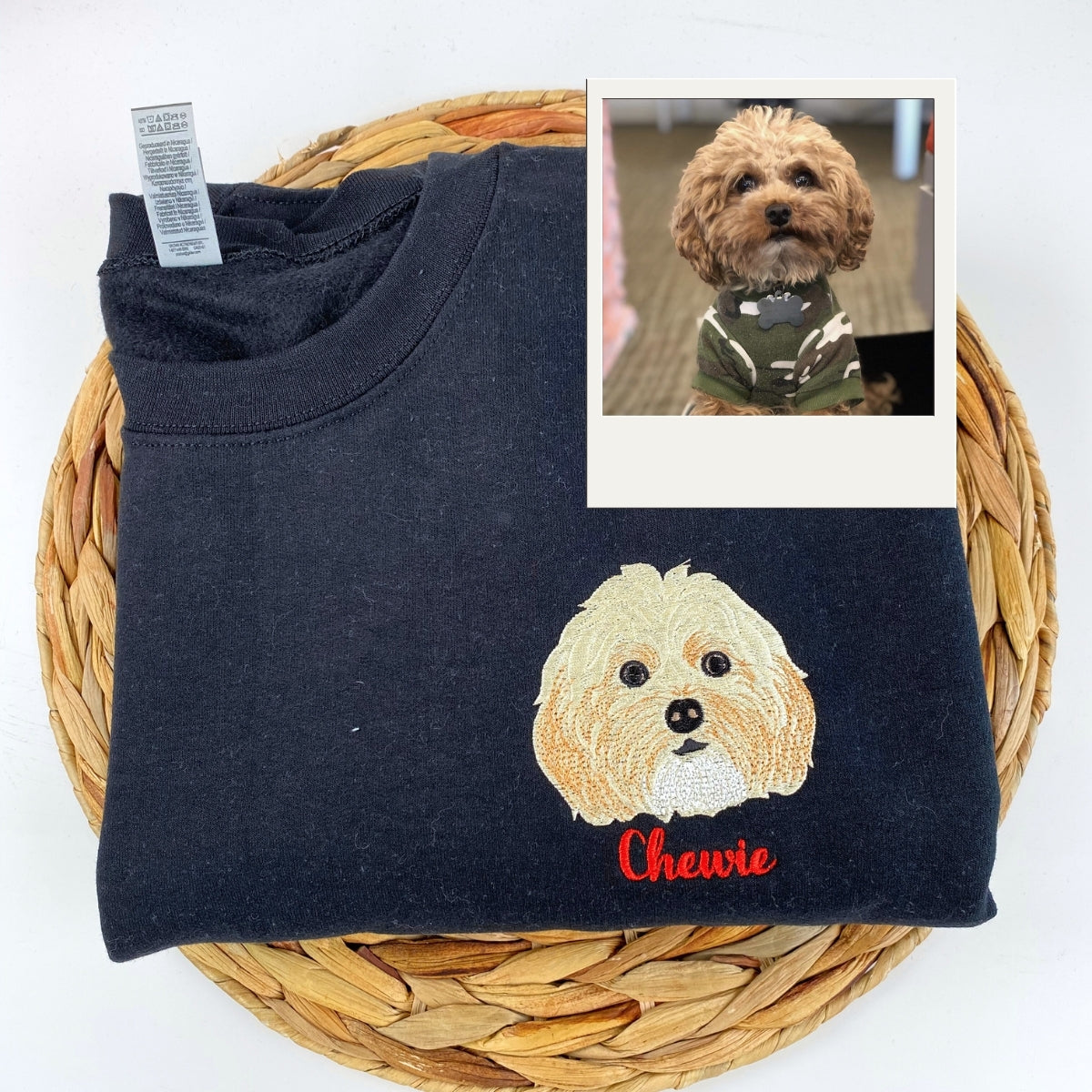 Custom Dog Photo Embroidered Hoodie - Personalized Pet Name Sweatshirt - Dog Owner Gift