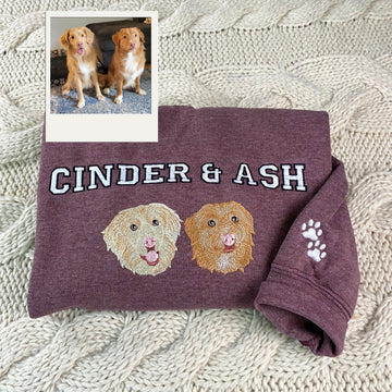 Custom Dog Photo Embroidered Hoodie - Personalized Pet Picture Sweatshirt - Pet Lover Gift