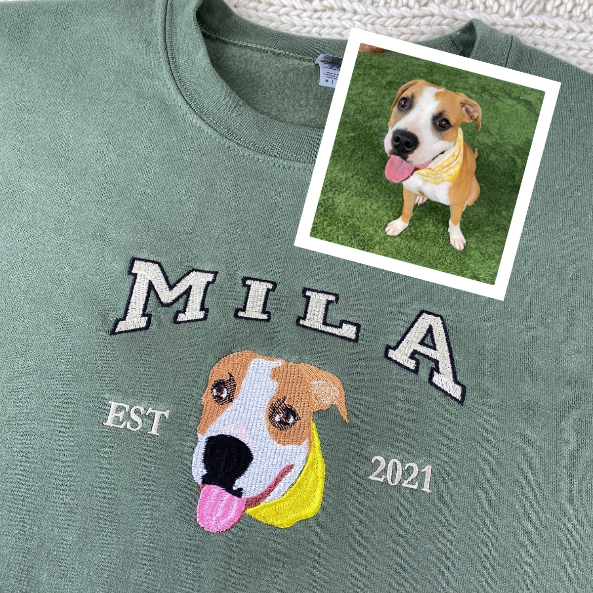Custom Dog Photo Embroidered Hoodie - Personalized Pet Picture Sweatshirt - Pet Lover Gift