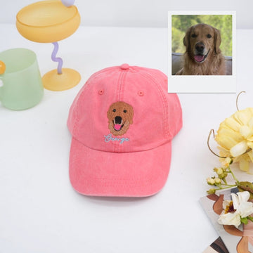 Custom Dog Portrait Embroidered Cap - Personalized Pet Name Hat - Dog Parent Lover Gift