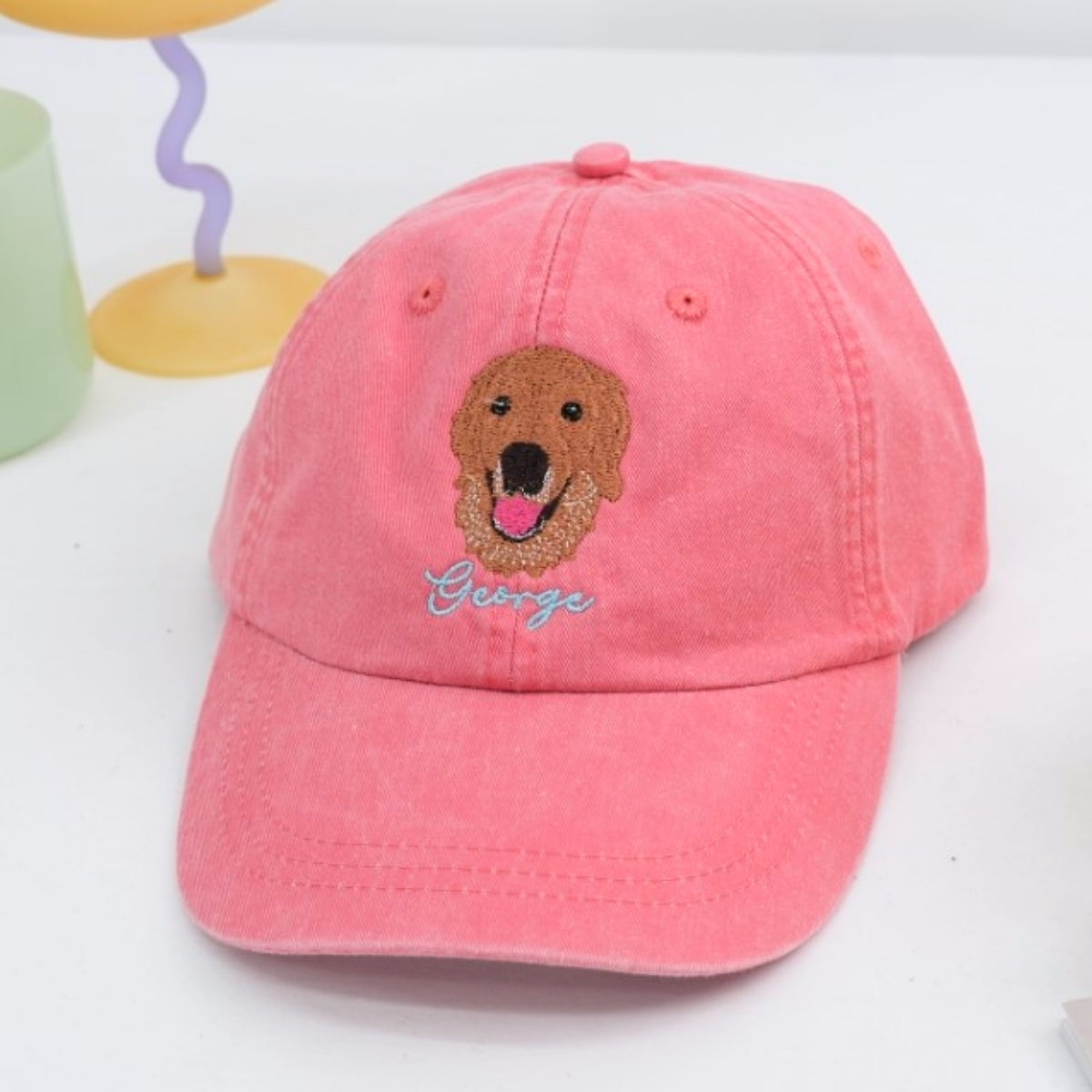 Custom Dog Portrait Embroidered Cap - Personalized Pet Name Hat - Dog Parent Lover Gift