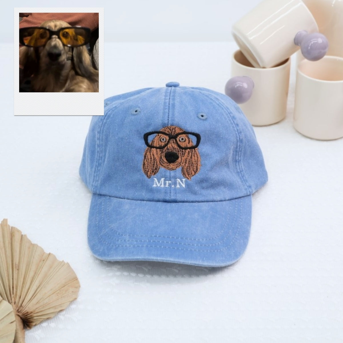 Custom Dog Portrait Embroidered Cap - Personalized Pet Name Hat - Dog Parent Lover Gift