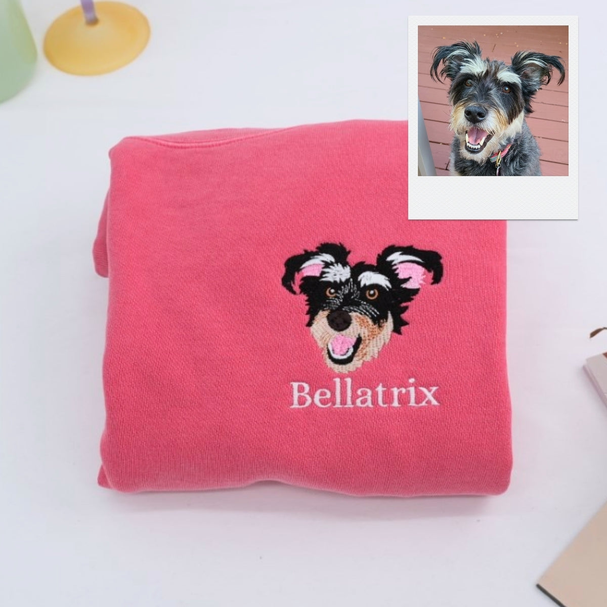 Custom Dog Portrait Embroidered Hoodie - Personalized Dog Face Sweatshirt - Pet Memorial Gift 2