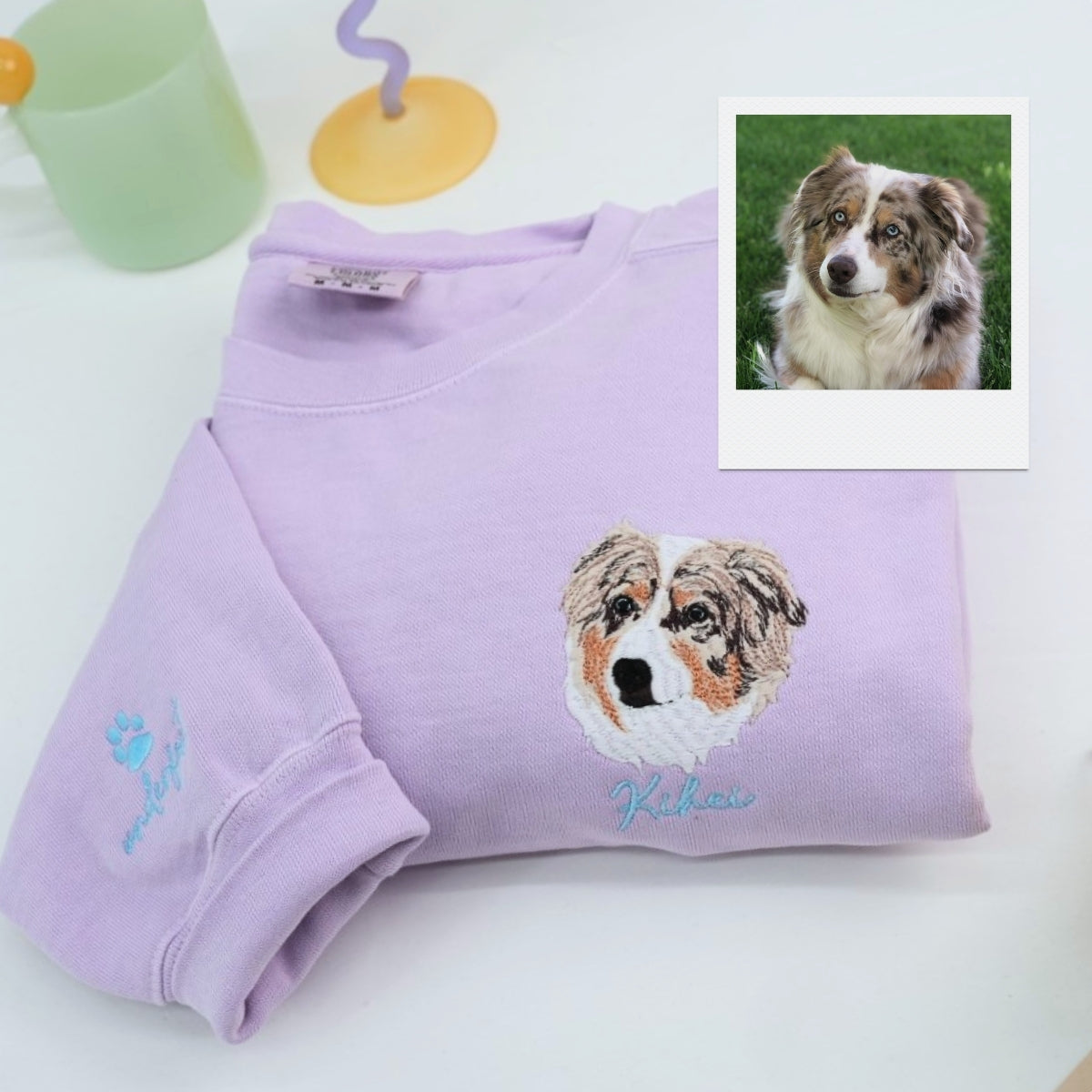 Custom Dog Portrait Embroidered Hoodie - Personalized Dog Face Sweatshirt - Pet Memorial Gift 2