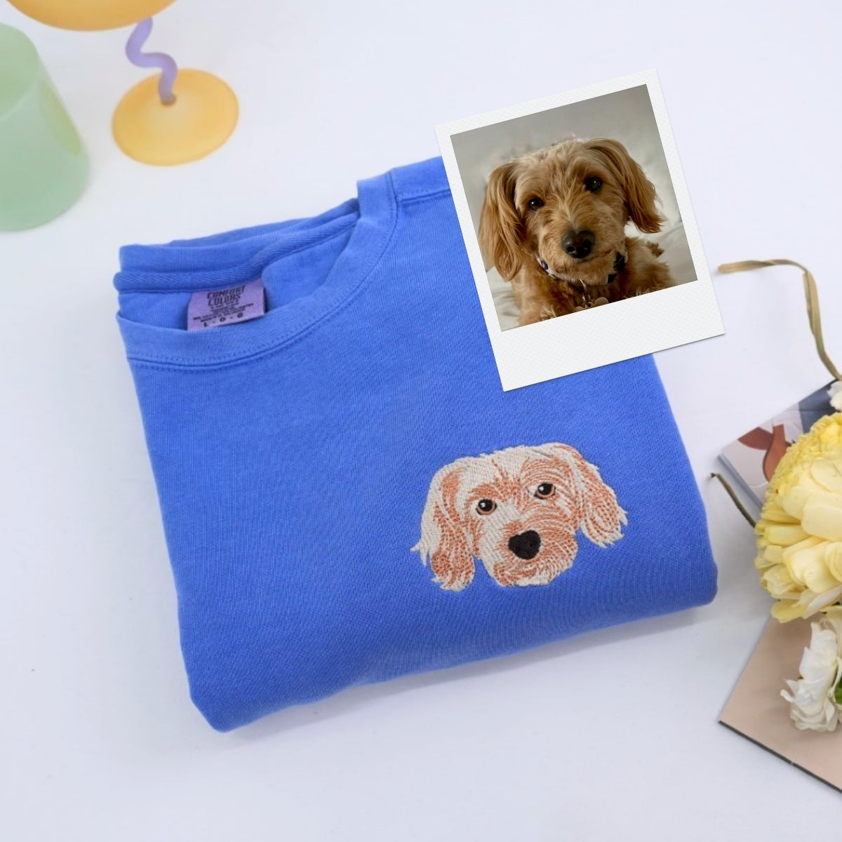 Custom Dog Portrait Embroidered Hoodie - Personalized Dog Face Sweatshirt - Pet Memorial Gift 2