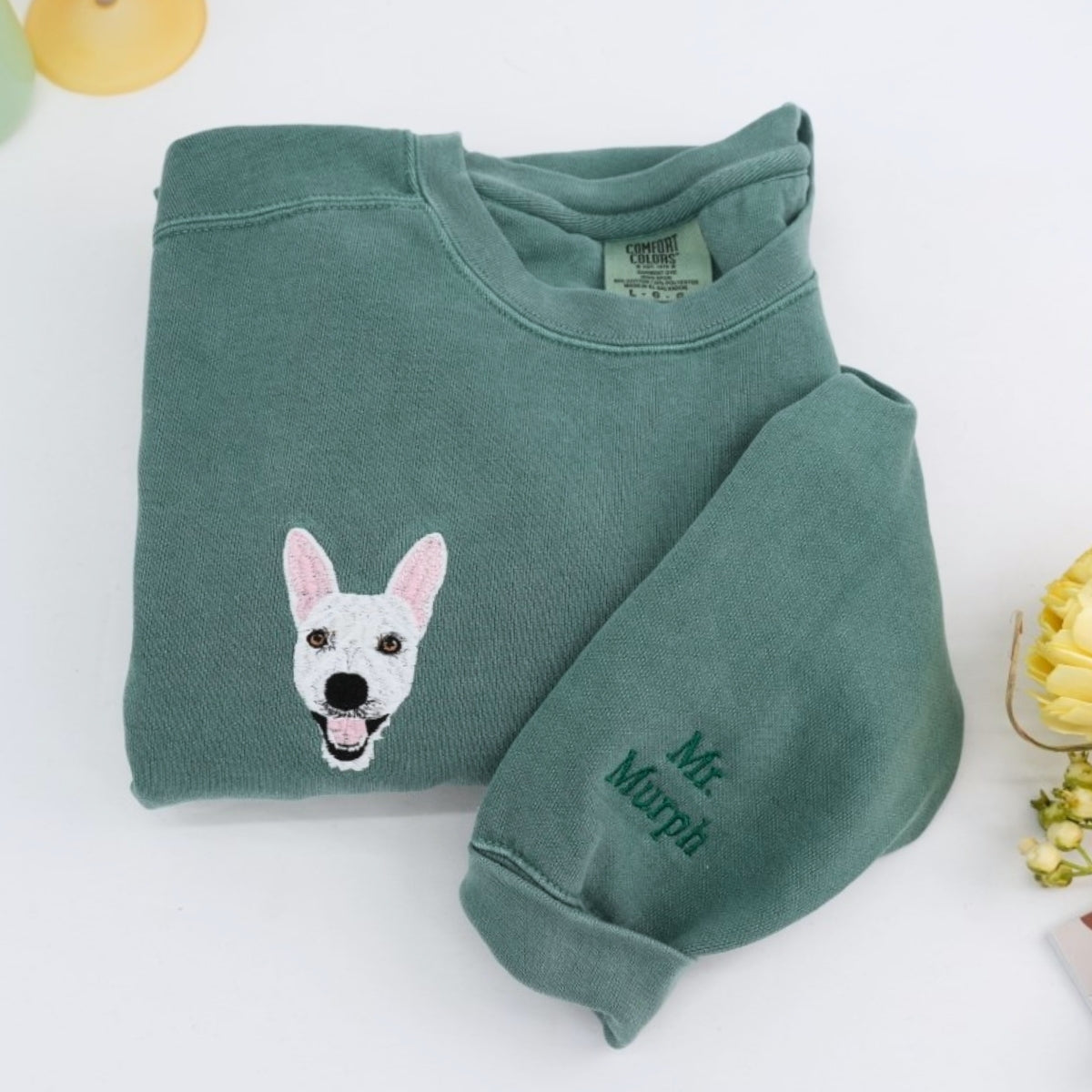 Custom Dog Portrait Embroidered Hoodie - Personalized Dog Face Sweatshirt - Pet Memorial Gift 2