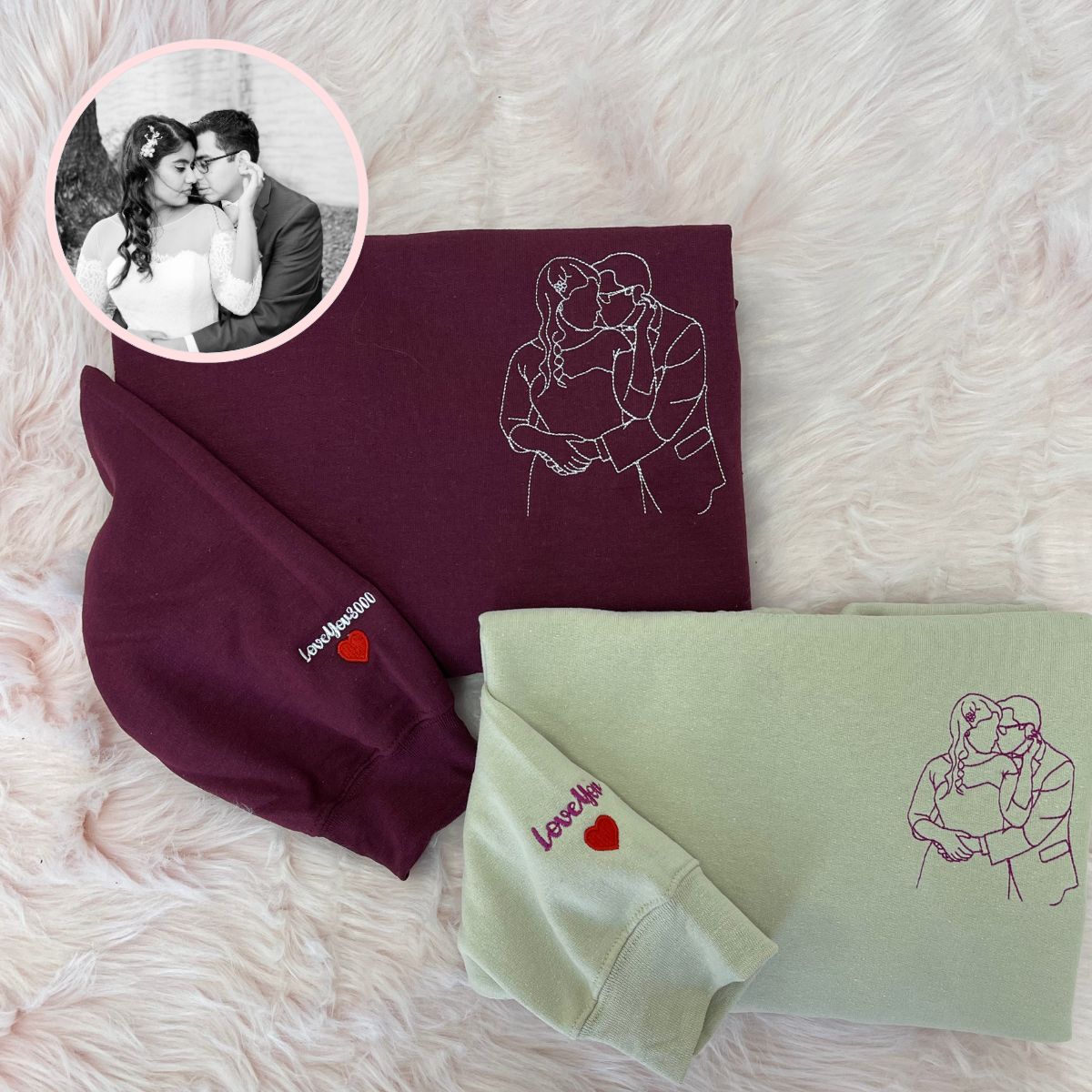 Custom Line Art Embroidered Hoodie - Personalized Picture Sweatshirt - Unique Gift