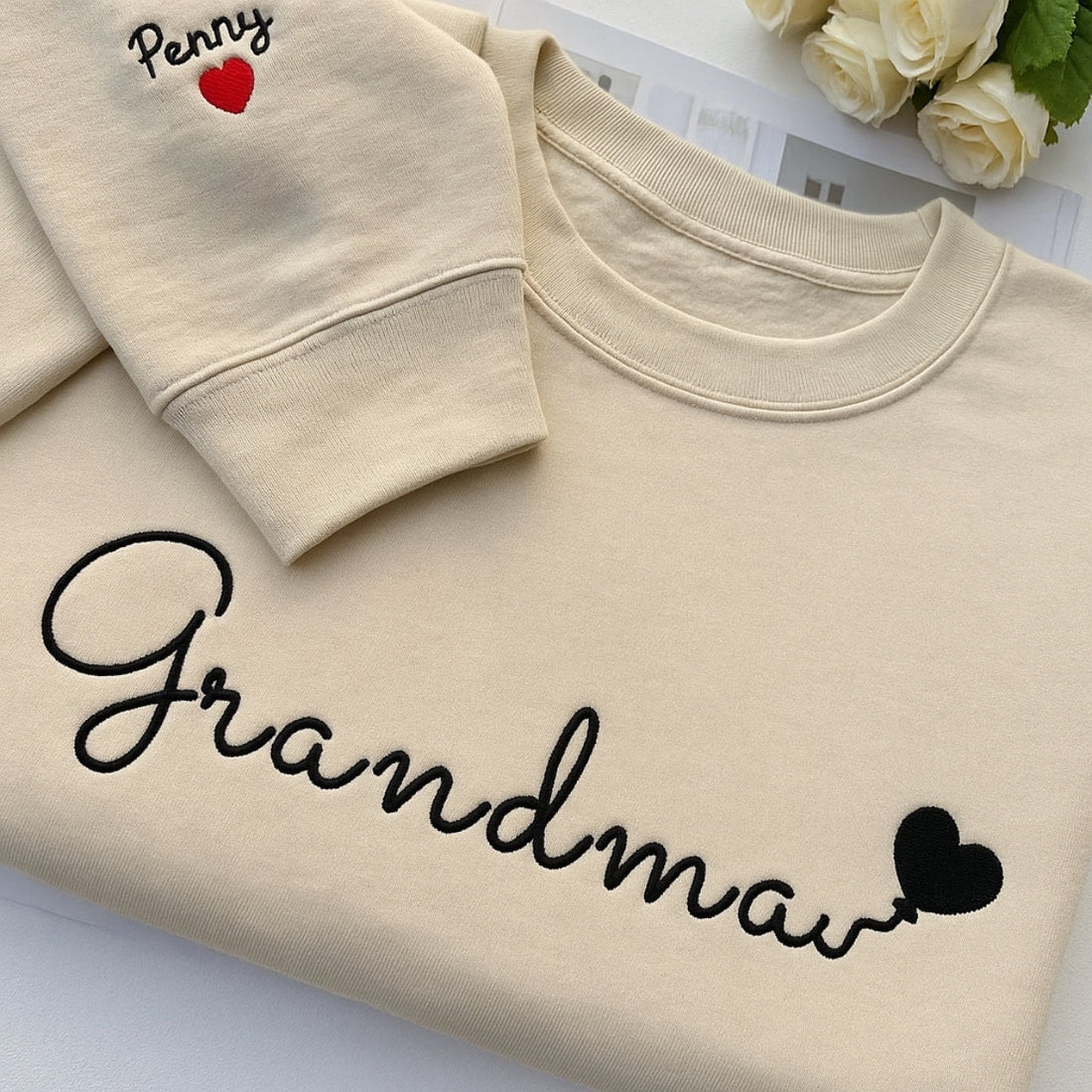 Custom EST Embroidered Sweatshirt - Personalized Grandma Gift - Grandchildren Names