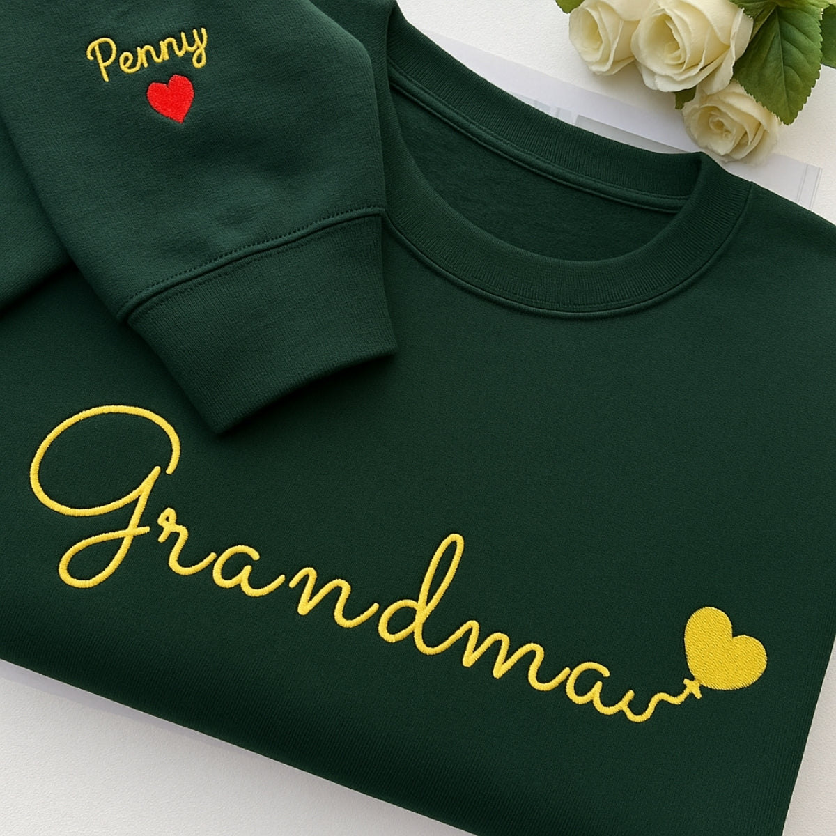 Custom EST Embroidered Sweatshirt - Personalized Grandma Gift - Grandchildren Names